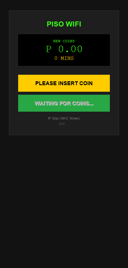 VIFI Version 5 login portal GUI interface preview